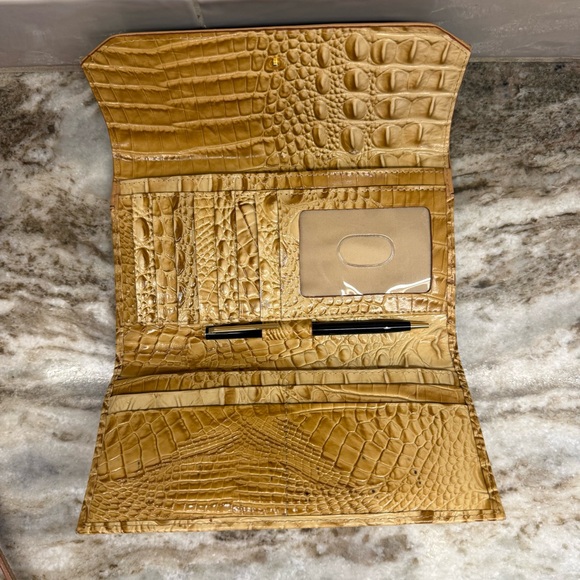 Brahmin Croc-Embossed Dome Satchel - Navy, Beige, Tan & Red Matching Wallet - Picture 13 of 16